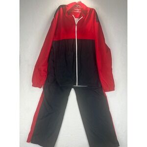 BCG Men's Tracksuit Set Red Black Jacket Pants XXL Polyester Activewear